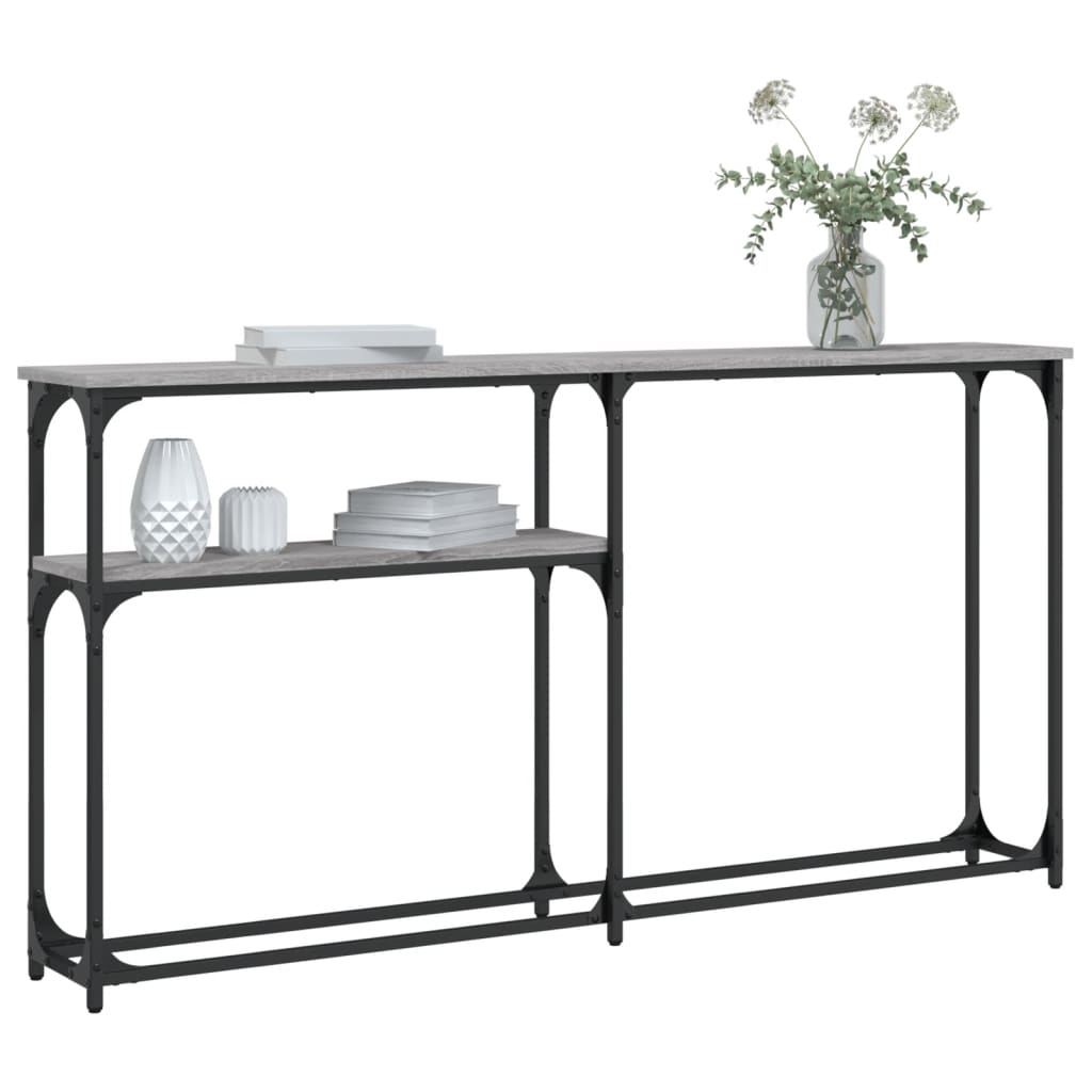 konsolbord 145x22,5x75 cm konstrueret træ grå sonoma-eg