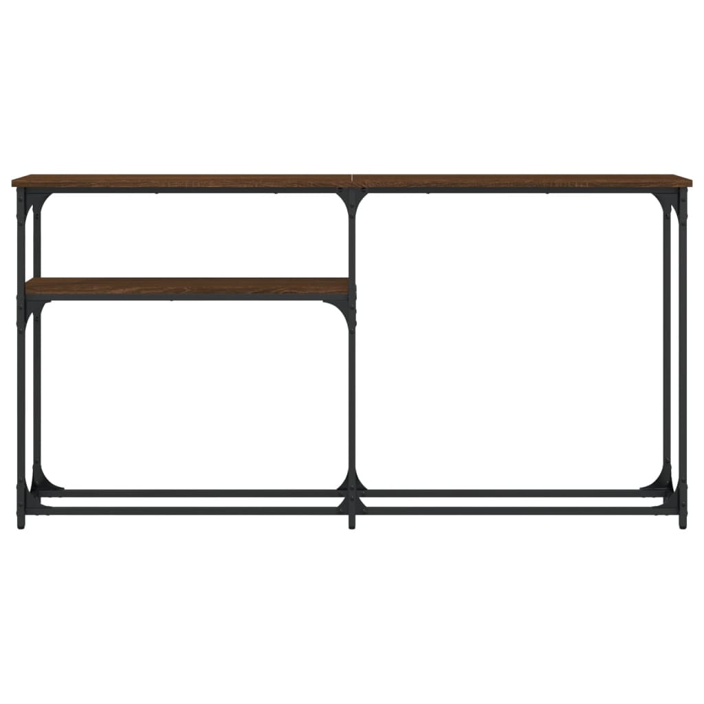 konsolbord 145x22,5x75 cm konstrueret træ brunt egetræ