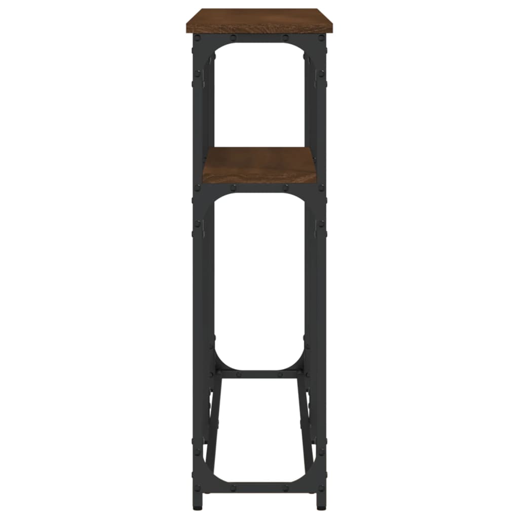 konsolbord 145x22,5x75 cm konstrueret træ brunt egetræ