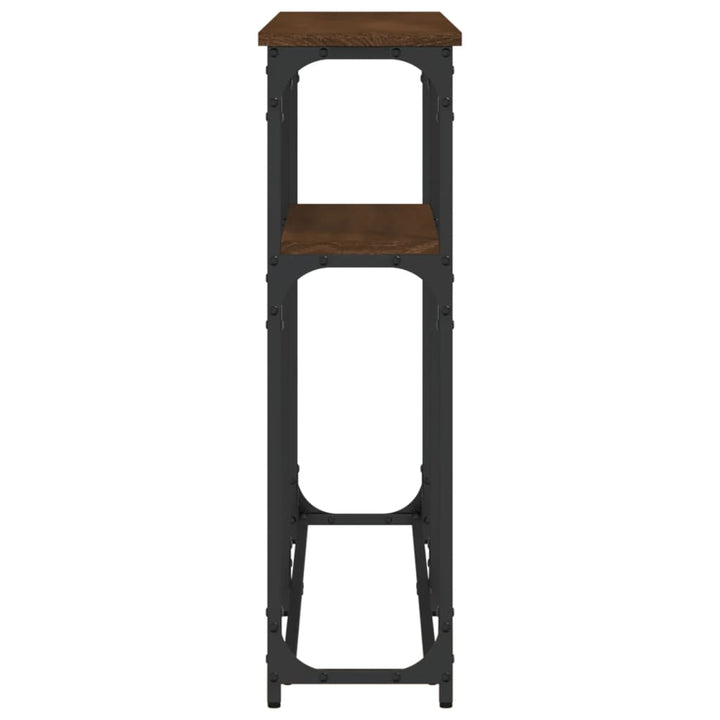 konsolbord 145x22,5x75 cm konstrueret træ brunt egetræ