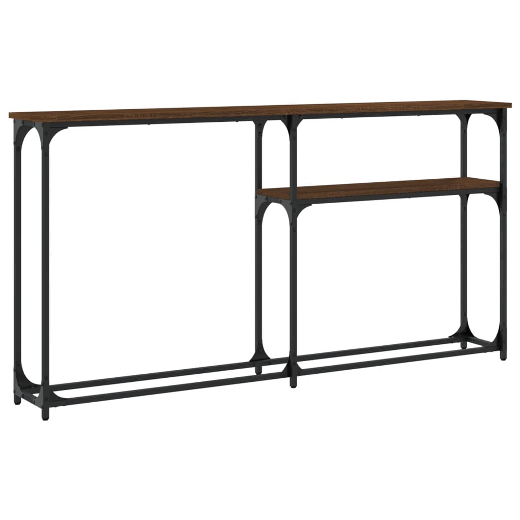 konsolbord 145x22,5x75 cm konstrueret træ brunt egetræ