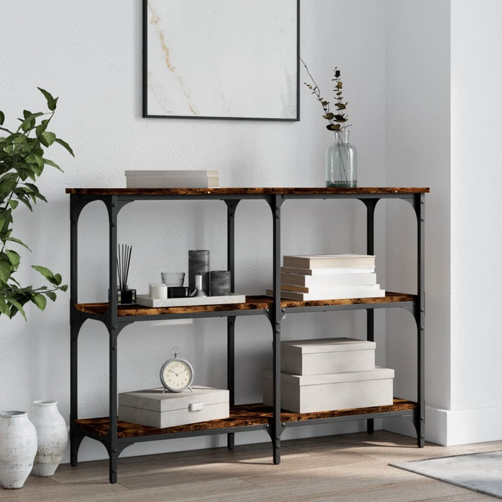 konsolbord 100x29x75 cm konstrueret træ røget egetræsfarve