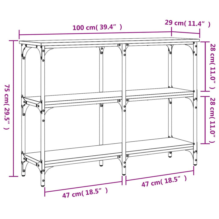 konsolbord 100x29x75 cm konstrueret træ grå sonoma-eg