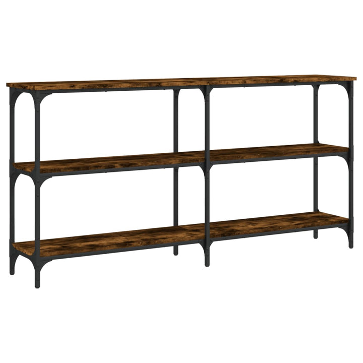 konsolbord 150x29x75 cm konstrueret træ røget egetræsfarve