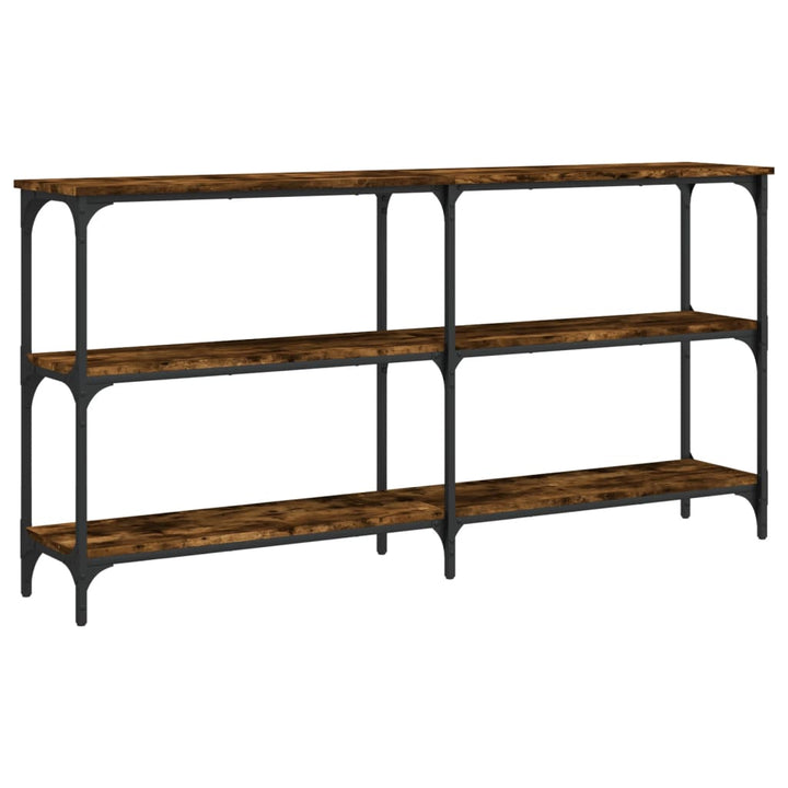 konsolbord 150x29x75 cm konstrueret træ røget egetræsfarve