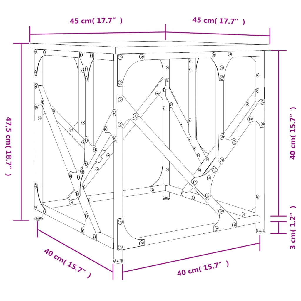 sofabord 45x45x47,5 cm konstrueret træ sort
