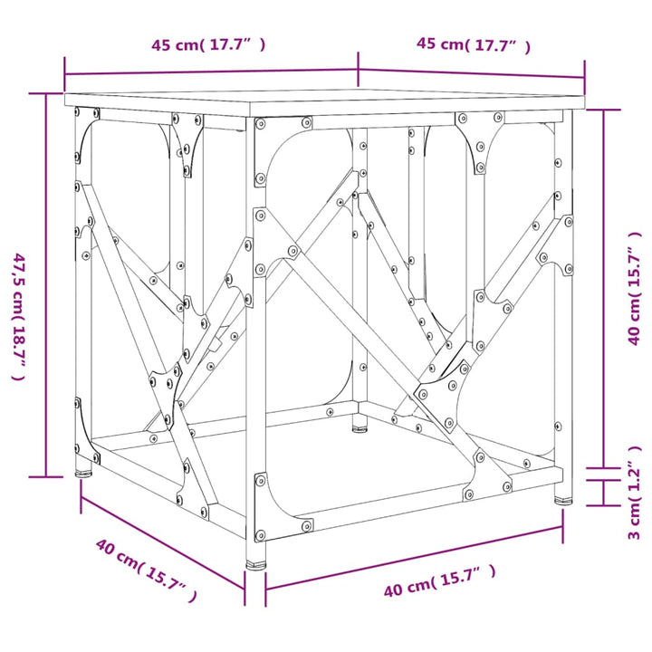 sofabord 45x45x47,5 cm konstrueret træ sonoma-eg
