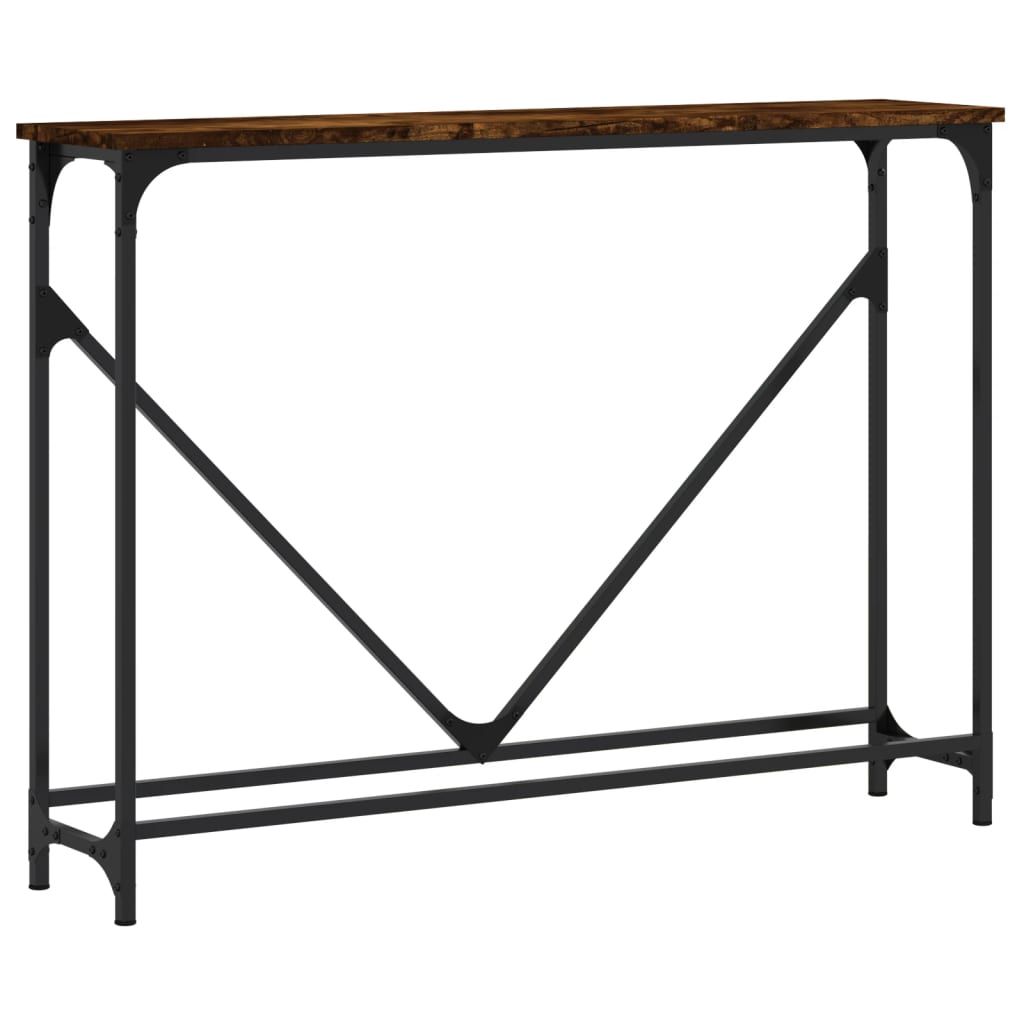 konsolbord 102x22,5x75 cm konstrueret træ røget egetræsfarve