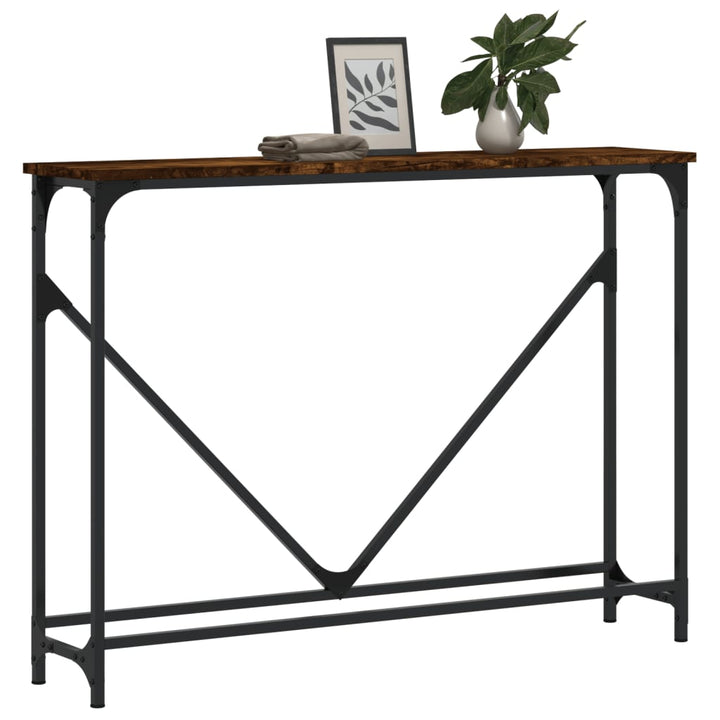 konsolbord 102x22,5x75 cm konstrueret træ røget egetræsfarve