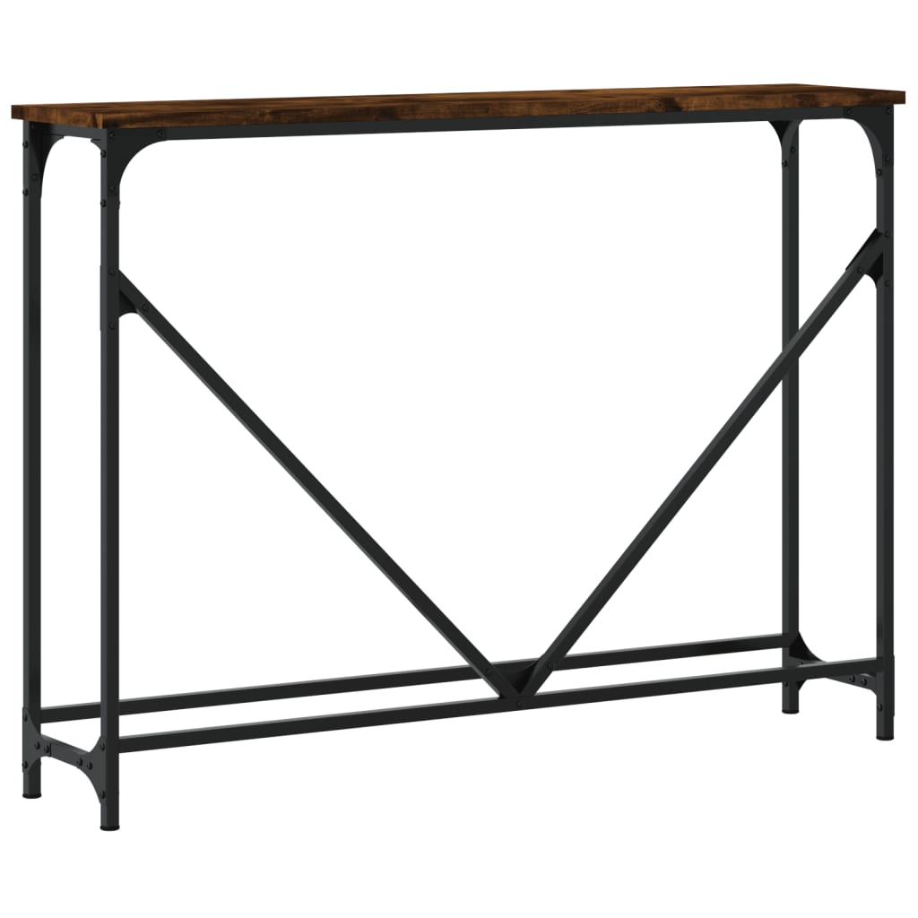 konsolbord 102x22,5x75 cm konstrueret træ røget egetræsfarve