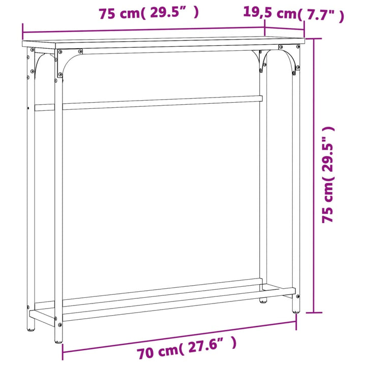 konsolbord Sonoma eg 75x19,5x75 cm konstrueret træ
