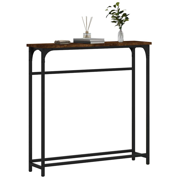 konsolbord 75x19,5x75 cm konstrueret træ røget egetræsfarve