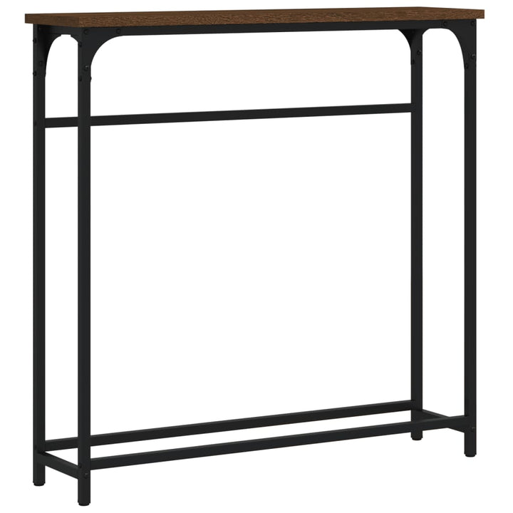 konsolbord 75x19,5x75 cm konstrueret træ brunt egetræ