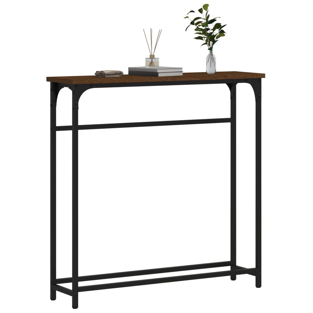 konsolbord 75x19,5x75 cm konstrueret træ brunt egetræ