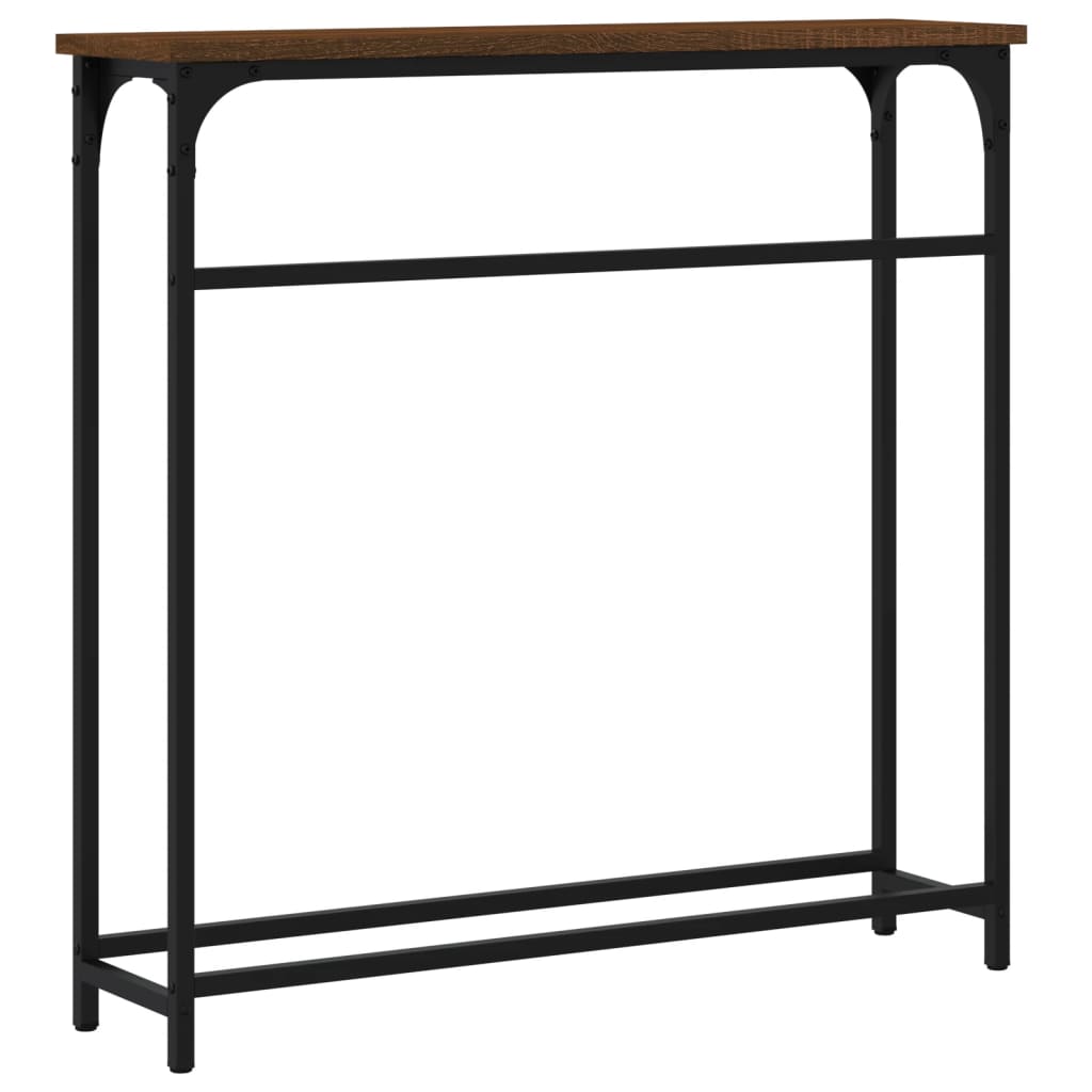 konsolbord 75x19,5x75 cm konstrueret træ brunt egetræ