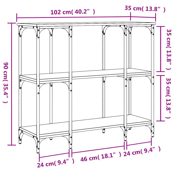 konsolbord 102x35x90 cm konstrueret træ sort