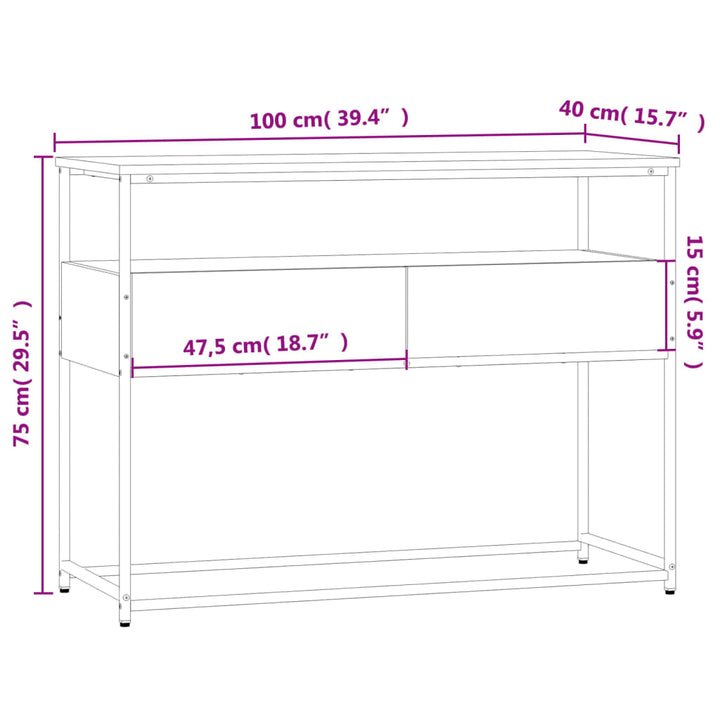 konsolbord 100x40x75 cm konstrueret træ sort