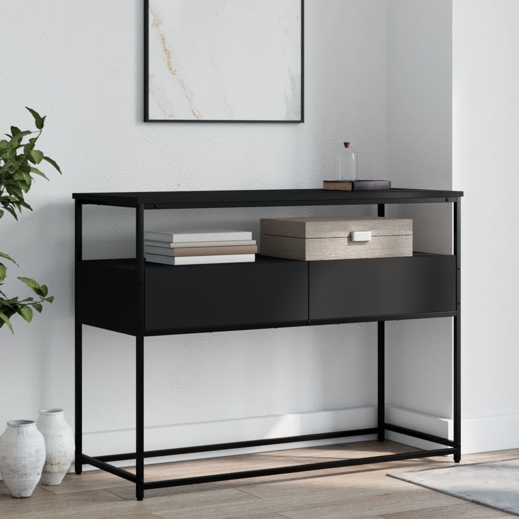 konsolbord 100x40x75 cm konstrueret træ sort