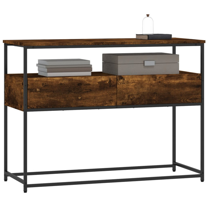 konsolbord 100x40x75 cm konstrueret træ røget egetræsfarve