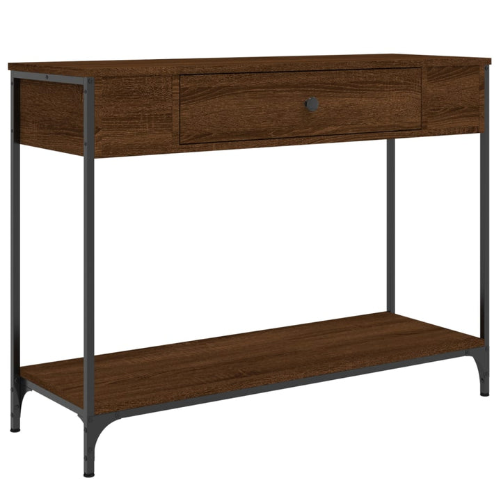 konsolbord 100x34,5x75 cm konstrueret træ brunt egetræ