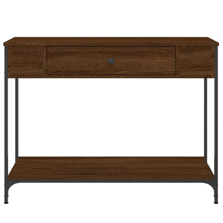 konsolbord 100x34,5x75 cm konstrueret træ brunt egetræ