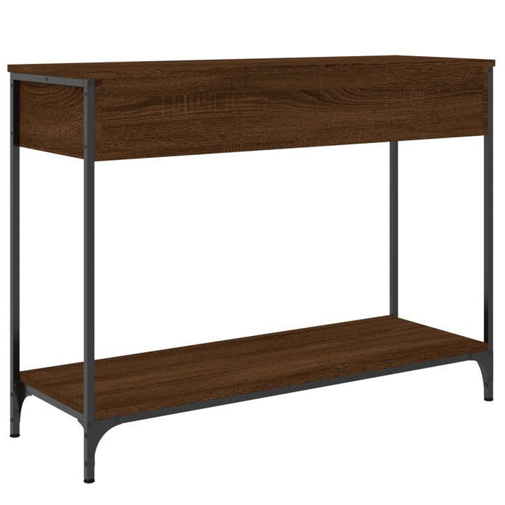 konsolbord 100x34,5x75 cm konstrueret træ brunt egetræ