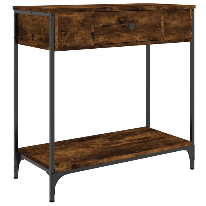 konsolbord 75x34,5x75 cm konstrueret træ røget egetræsfarve