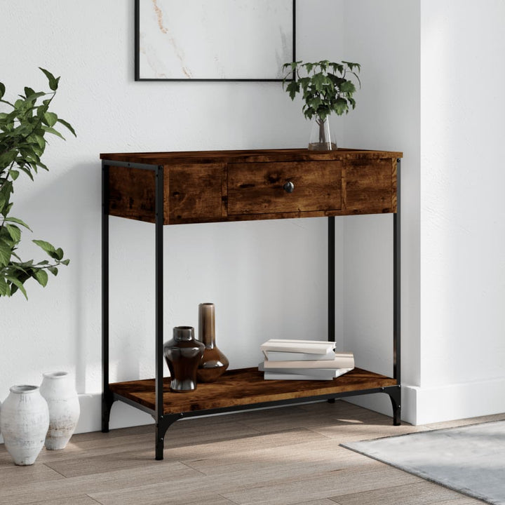 konsolbord 75x34,5x75 cm konstrueret træ røget egetræsfarve
