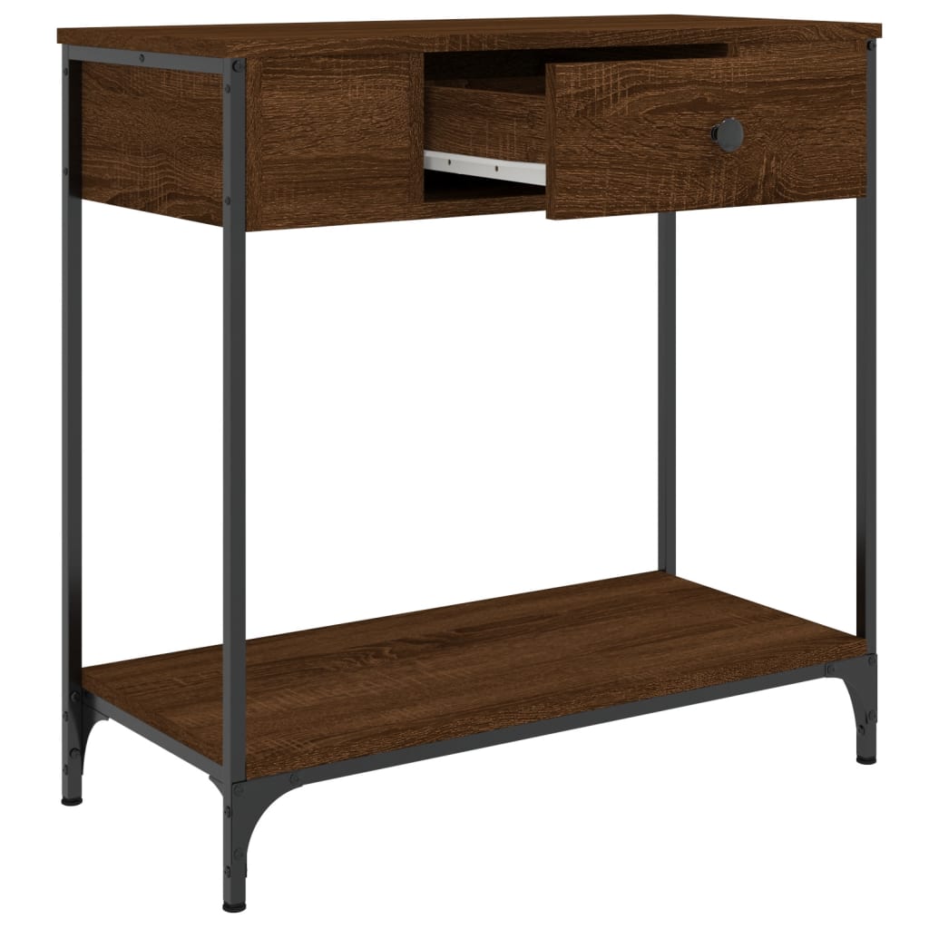 konsolbord 75x34,5x75 cm konstrueret træ brunt egetræ