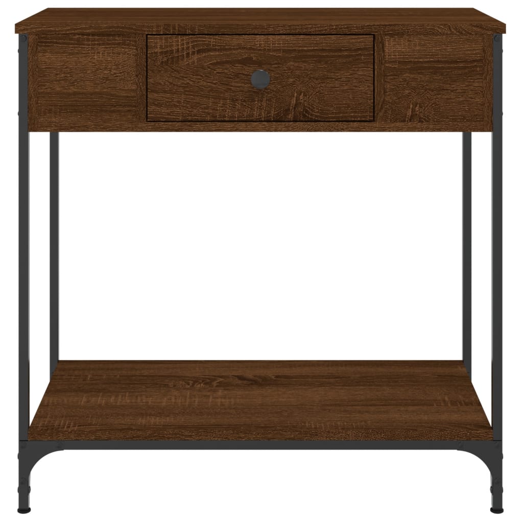 konsolbord 75x34,5x75 cm konstrueret træ brunt egetræ