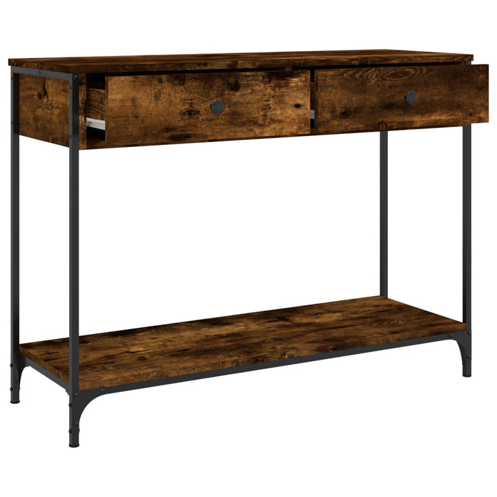 konsolbord 100x34,5x75 cm konstrueret træ røget egetræsfarve