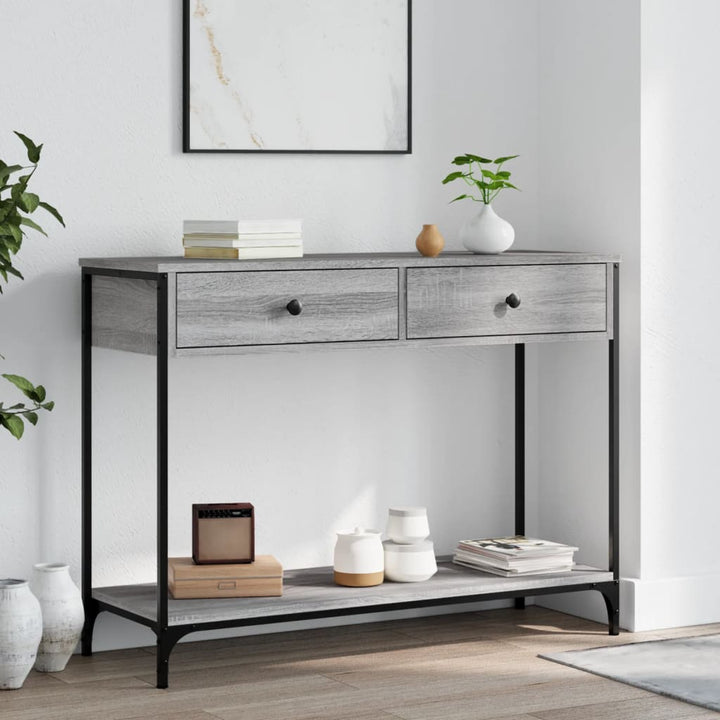 konsolbord 100x34,5x75 cm konstrueret træ grå sonoma-eg