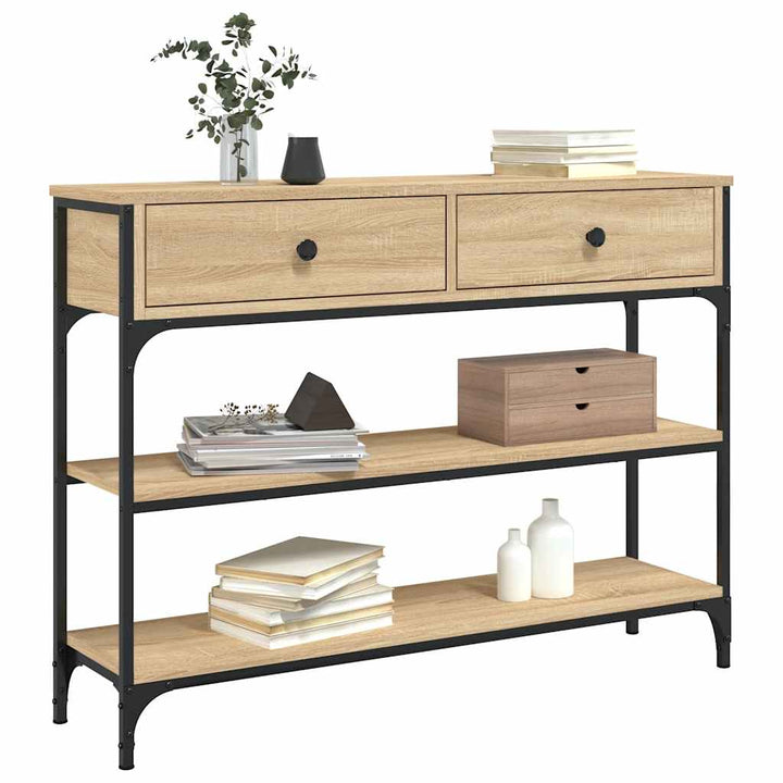 konsolbord 100x25x75 cm konstrueret træ sonoma-eg