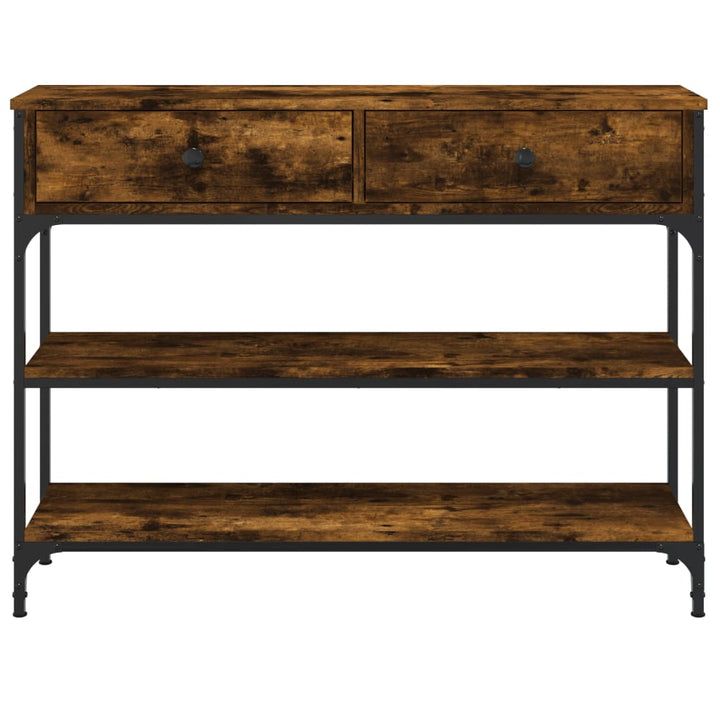 konsolbord 100x25x75 cm konstrueret træ røget egetræsfarve