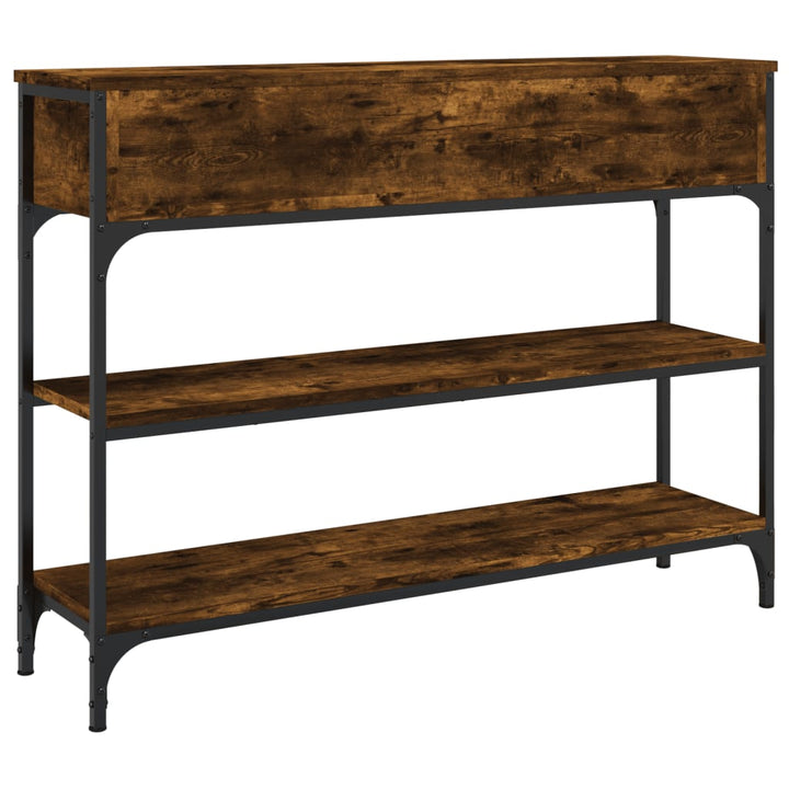 konsolbord 100x25x75 cm konstrueret træ røget egetræsfarve