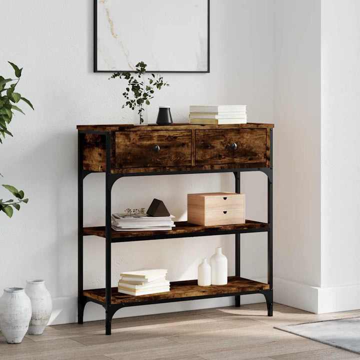 konsolbord 72,5x25x75 cm konstrueret træ røget egetræsfarve