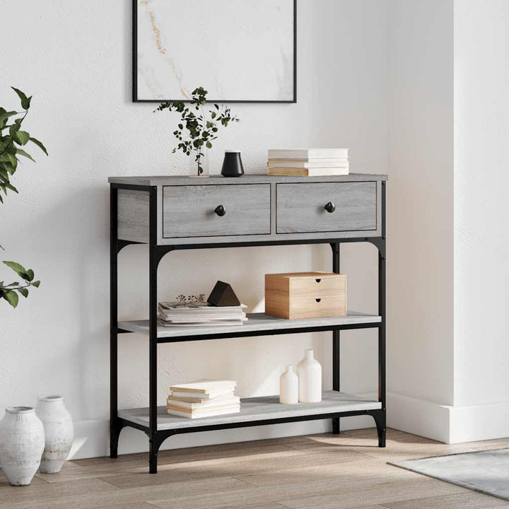 konsolbord 72,5x25x75 cm konstrueret træ grå sonoma-eg