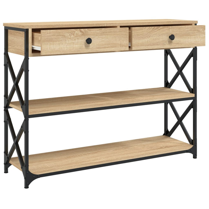 konsolbord 100x28x75 cm konstrueret træ sonoma-eg