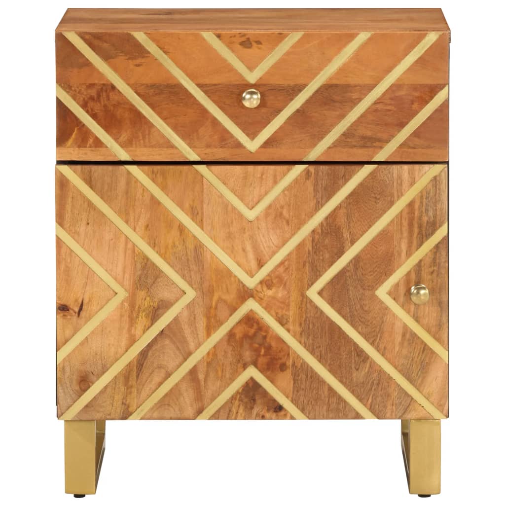 sengebord 50x33x60 cm massivt mangotræ brun og sort