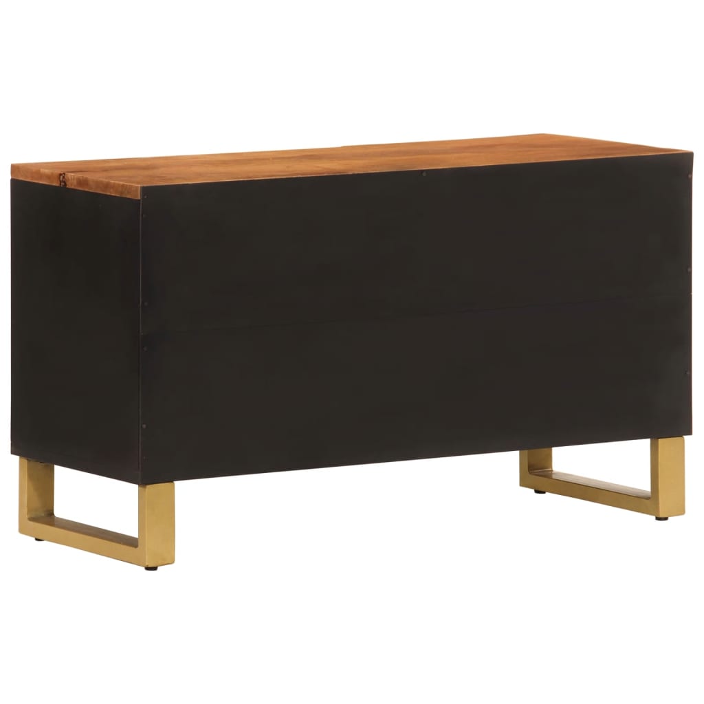 tv-bord 80x31,5x46 cm massivt mangotræ brun og sort