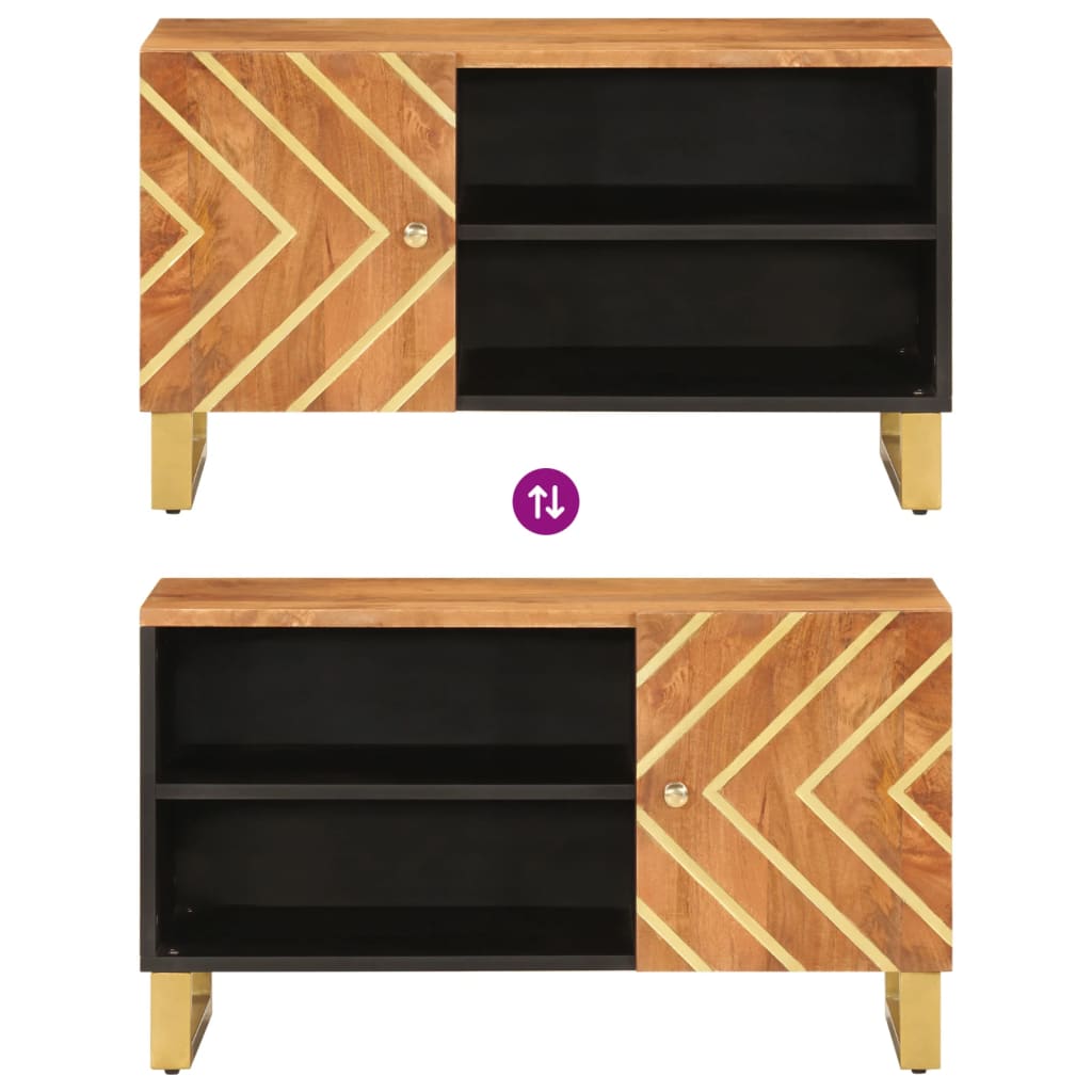 tv-bord 80x31,5x46 cm massivt mangotræ brun og sort