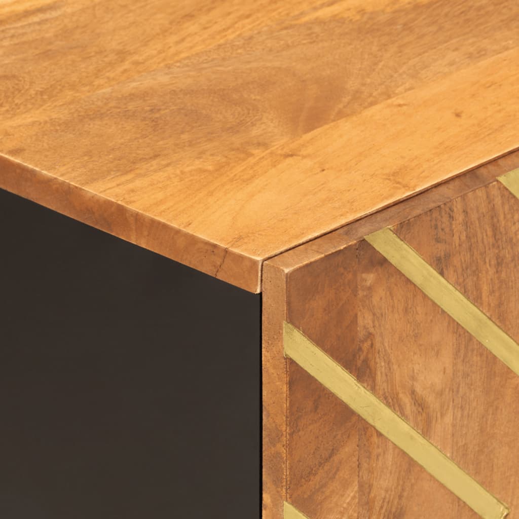 tv-bord 80x31,5x46 cm massivt mangotræ brun og sort