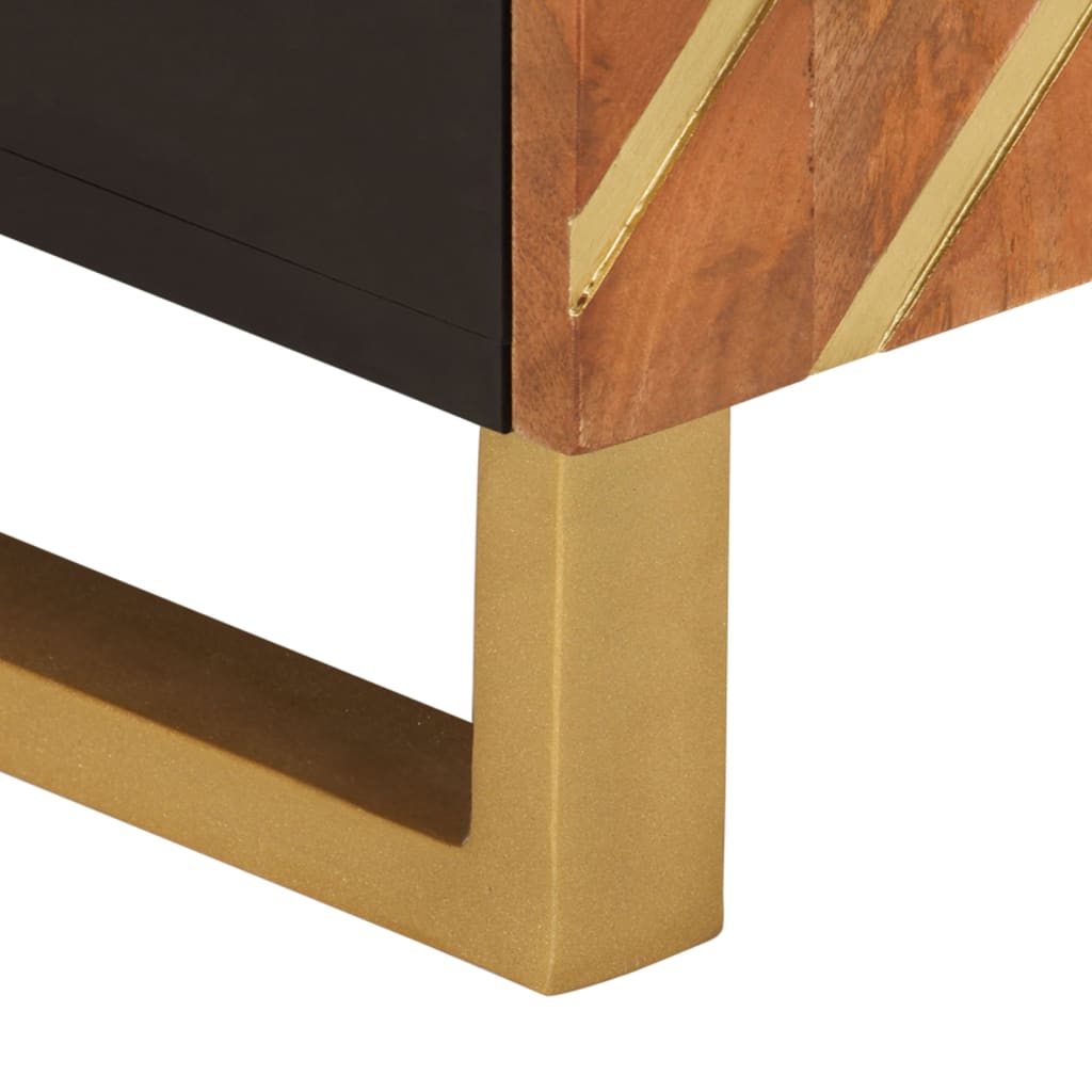 tv-bord 80x31,5x46 cm massivt mangotræ brun og sort