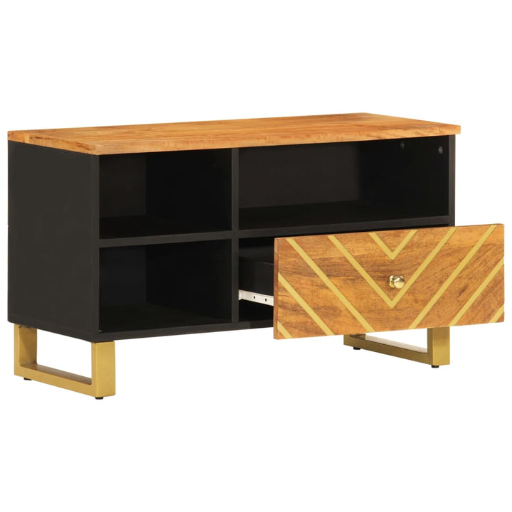 tv-bord 80x33,5x46 cm massivt mangotræ brun og sort