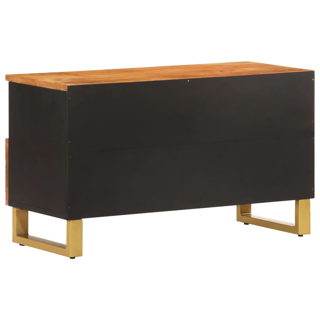 tv-bord 80x33,5x46 cm massivt mangotræ brun og sort