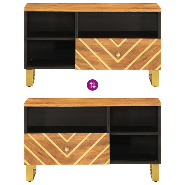 tv-bord 80x33,5x46 cm massivt mangotræ brun og sort