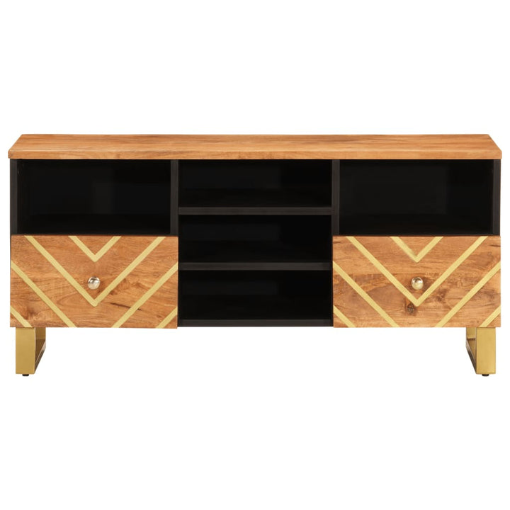 tv-bord 100x33,5x46 cm massivt mangotræ brun og sort