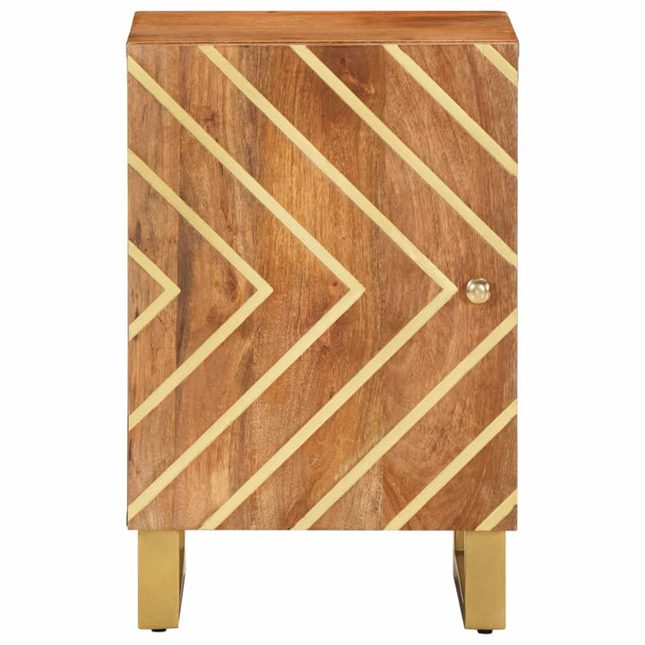 badeværelsesskab 38x33,5x58 cm massivt mangotræ brun og sort