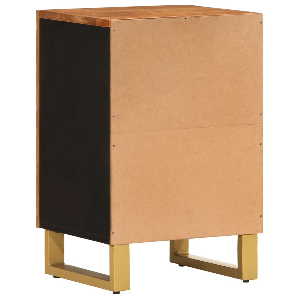 badeværelsesskab 38x33,5x58 cm massivt mangotræ brun og sort