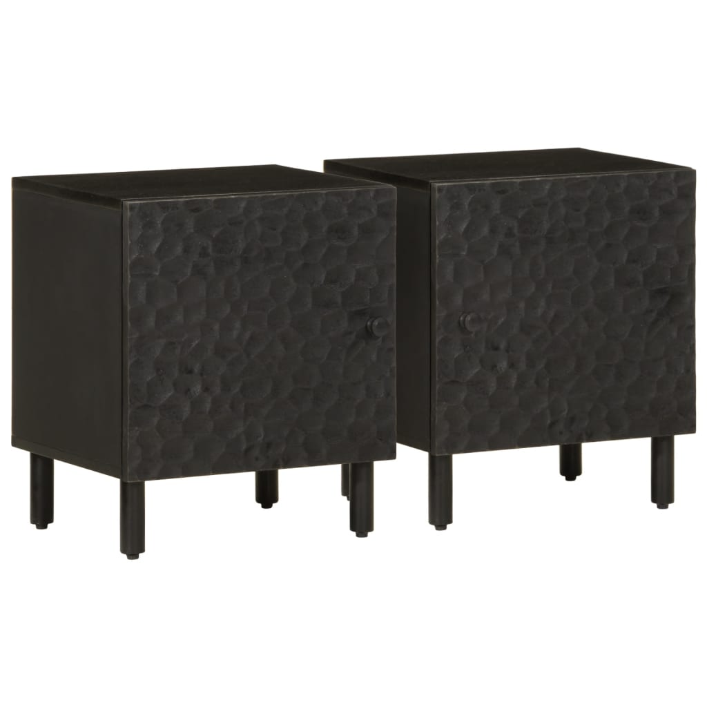 sengeborde 2 stk. 40x33x46 cm massivt mangotræ sort